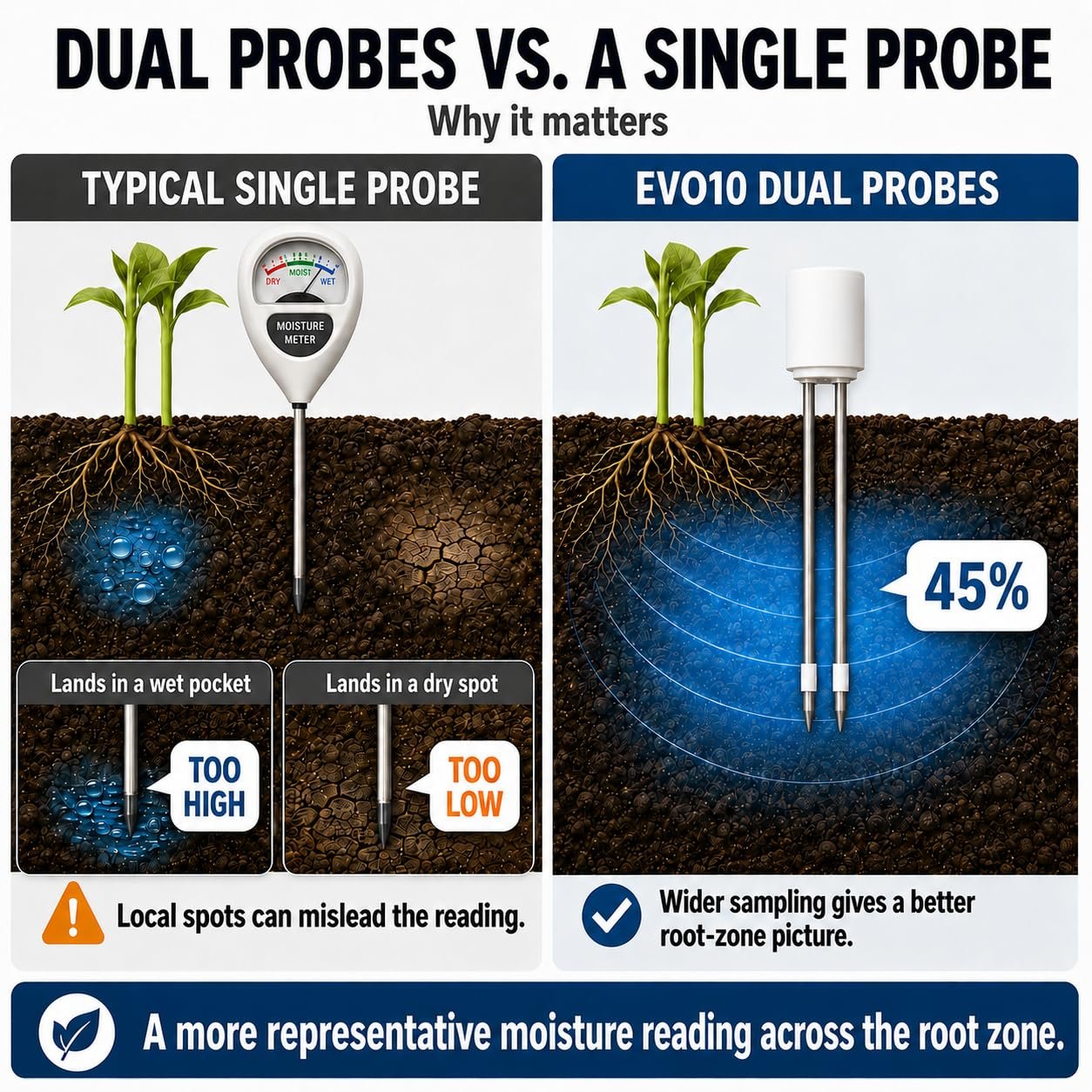 Dual-probe versus single-probe soil moisture comparison