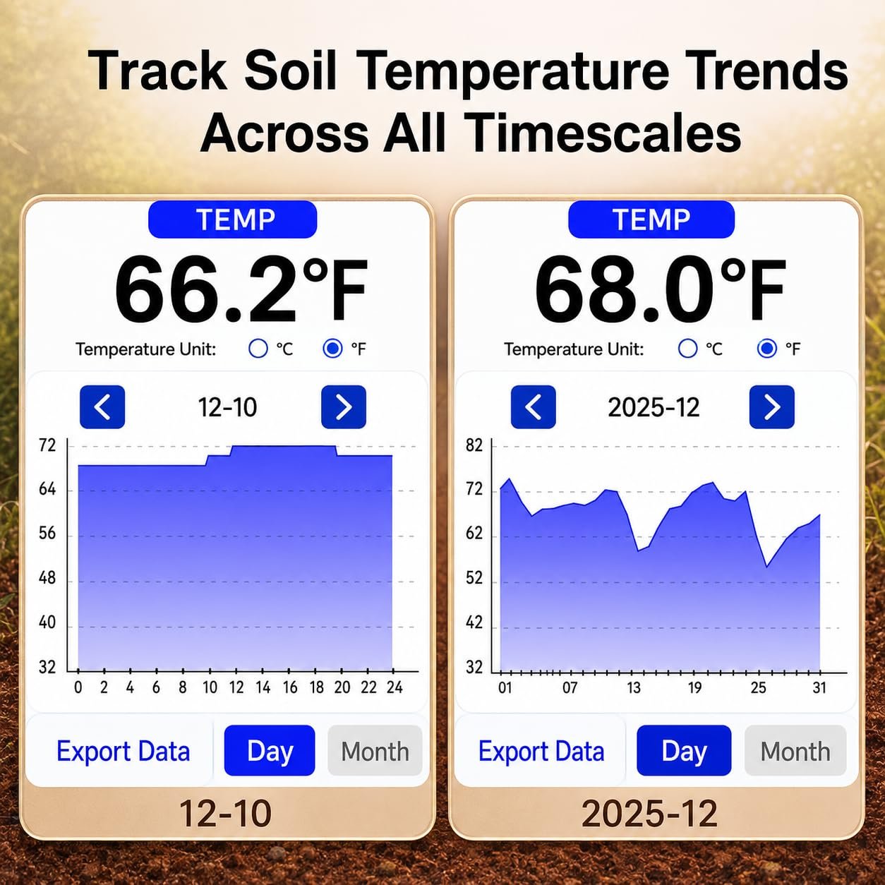 EVO10 daily and monthly soil temperature trends