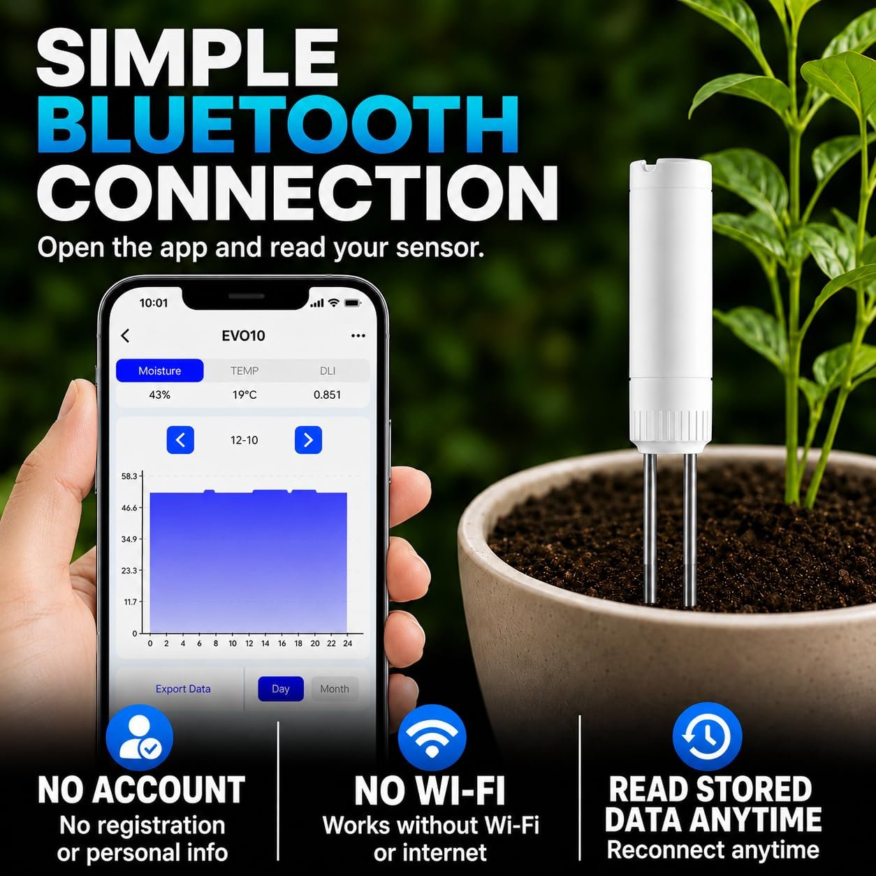 EVO10 Bluetooth connection with no account and no Wi-Fi required