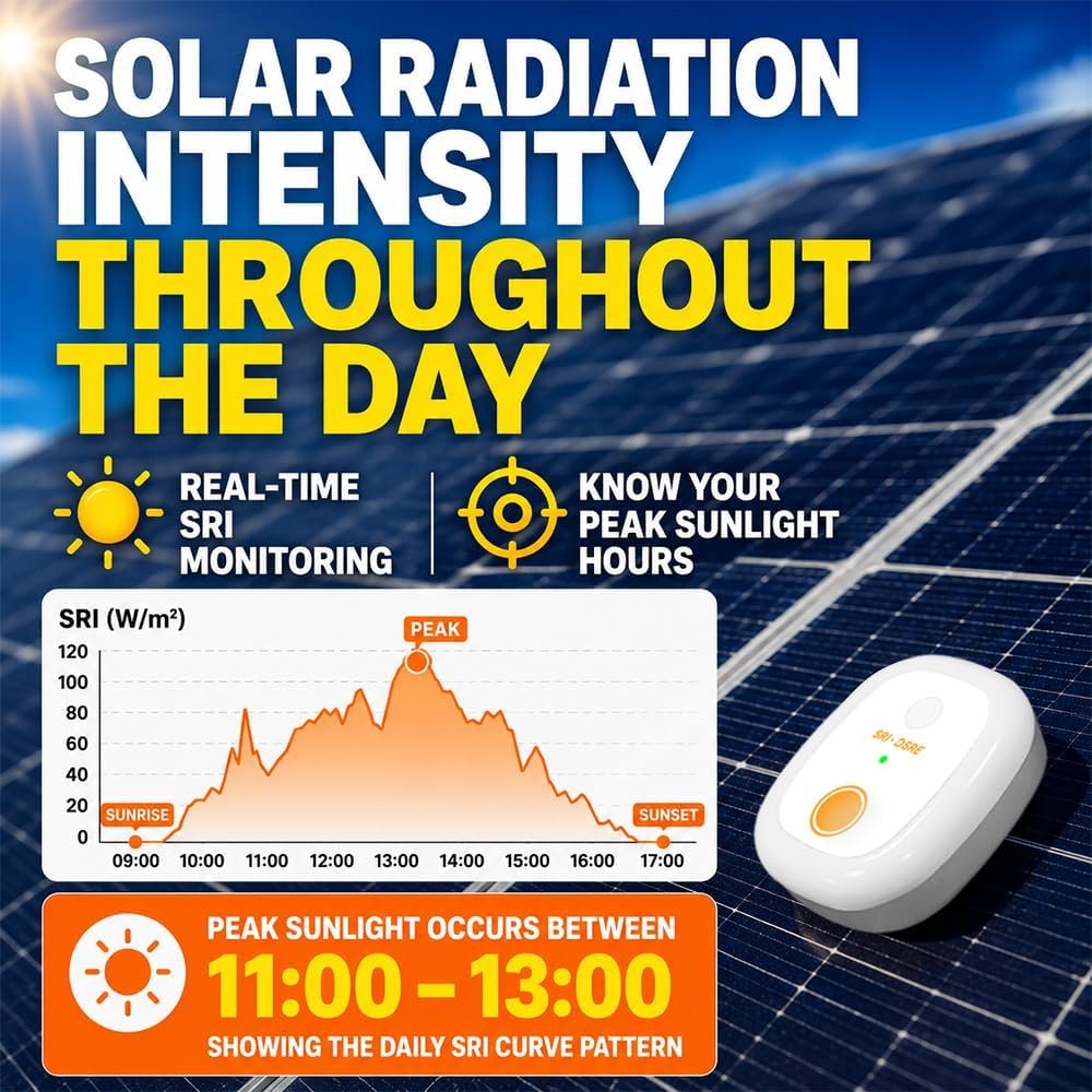 Solar radiation intensity curve throughout the day measured by EVO-Solar