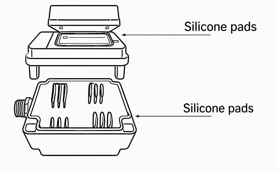 Silicone pad locations in the surge protector enclosure