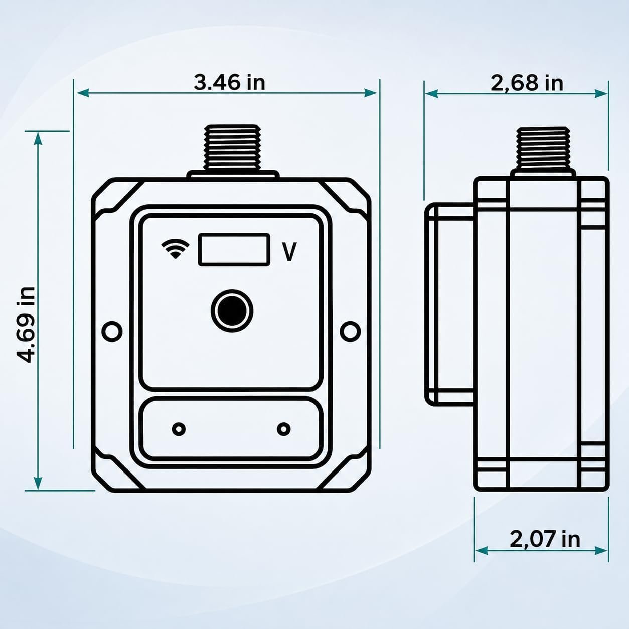 Dimensional drawing of the surge protector