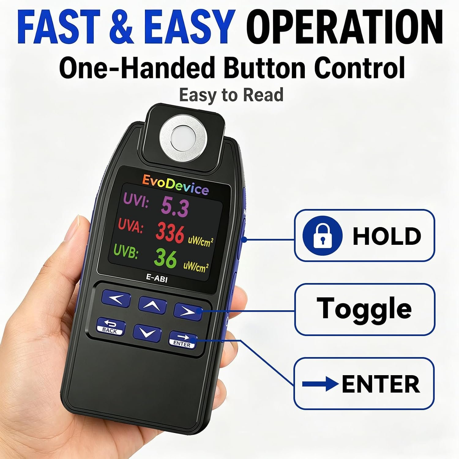 E-ABI easy button controls and hold function