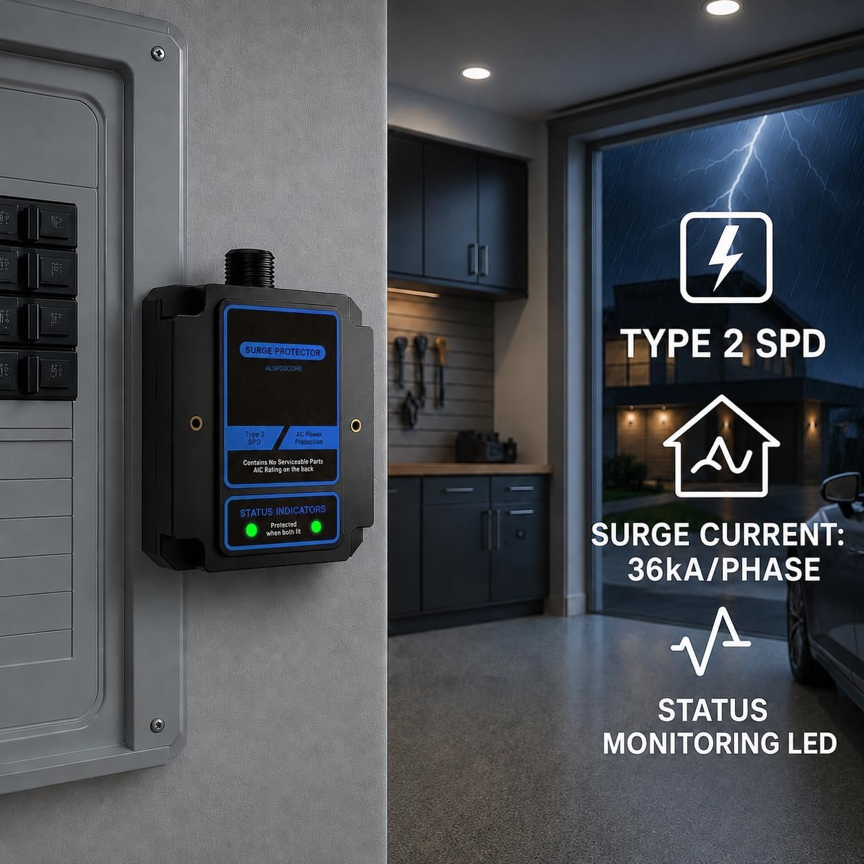 Whole house surge protection in a residential home environment