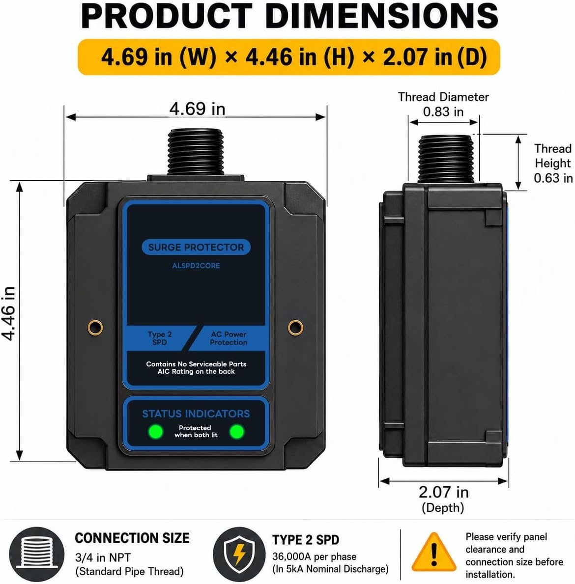 Internal construction of ALSPD2CORE whole house surge protector